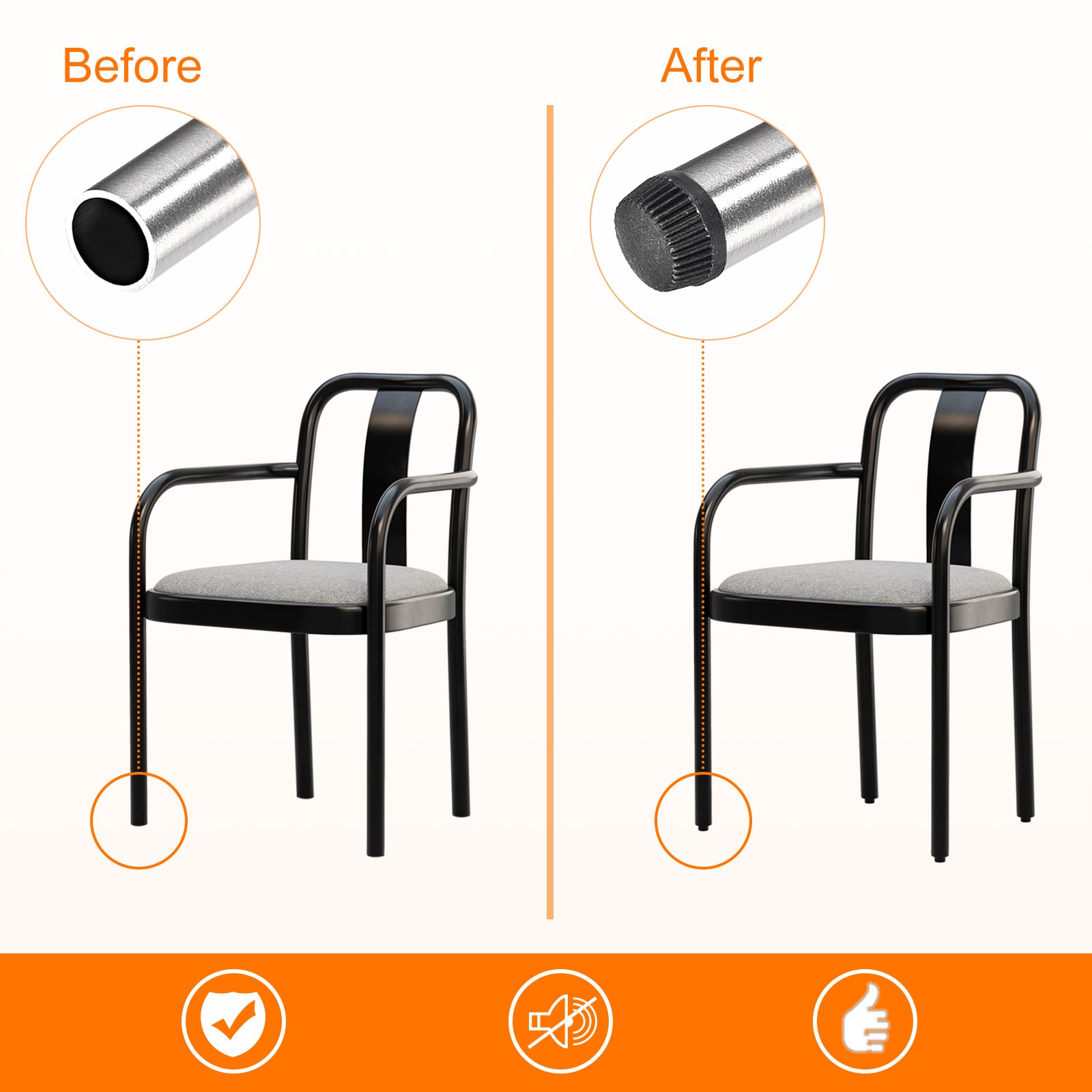 4Pcs Inserts for Round Tubes with Leveling Feet, for 50mm/1.97" OD Round Tube