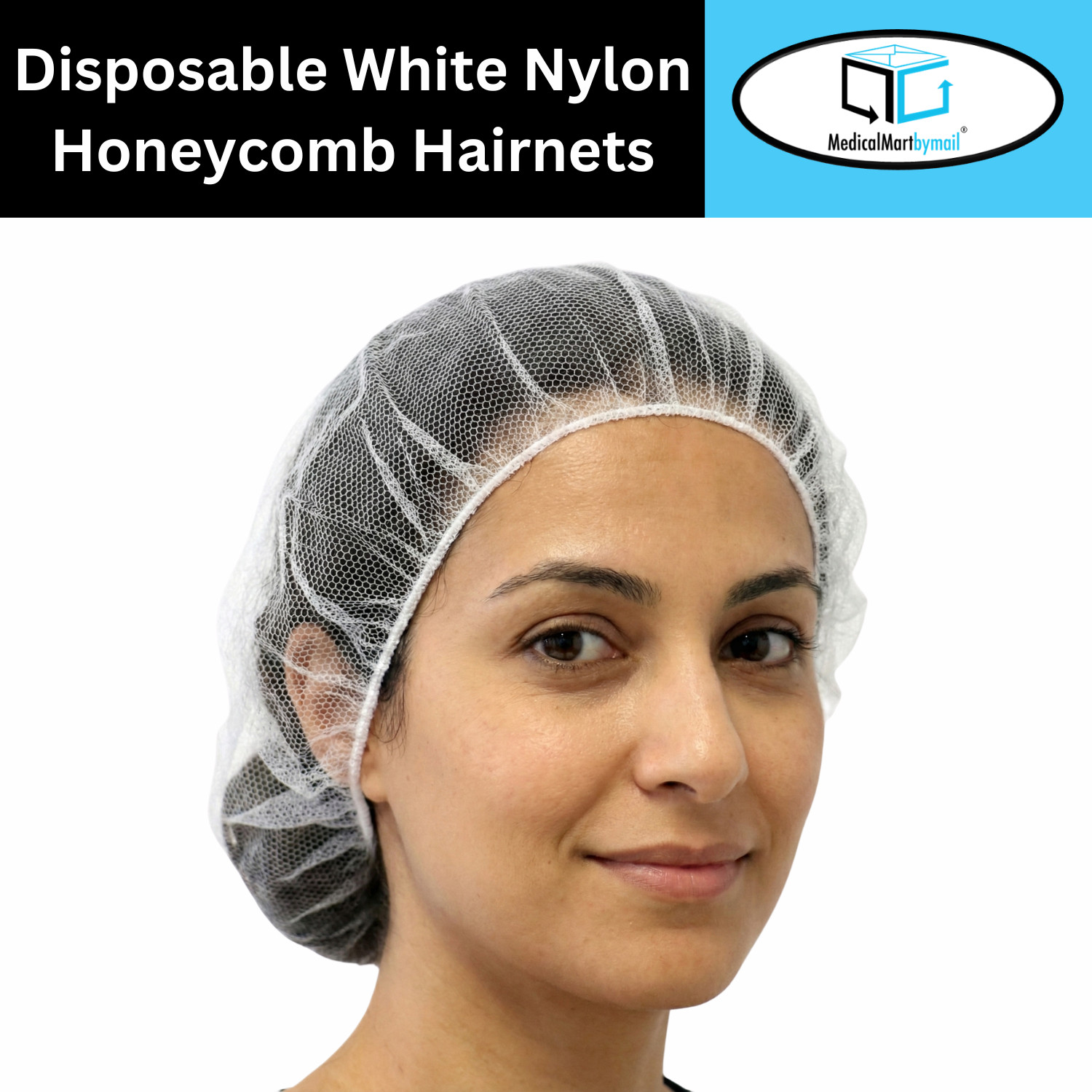 Disposable Honeycomb Nylon Hair Nets, 21" White, 1000 Pieces
