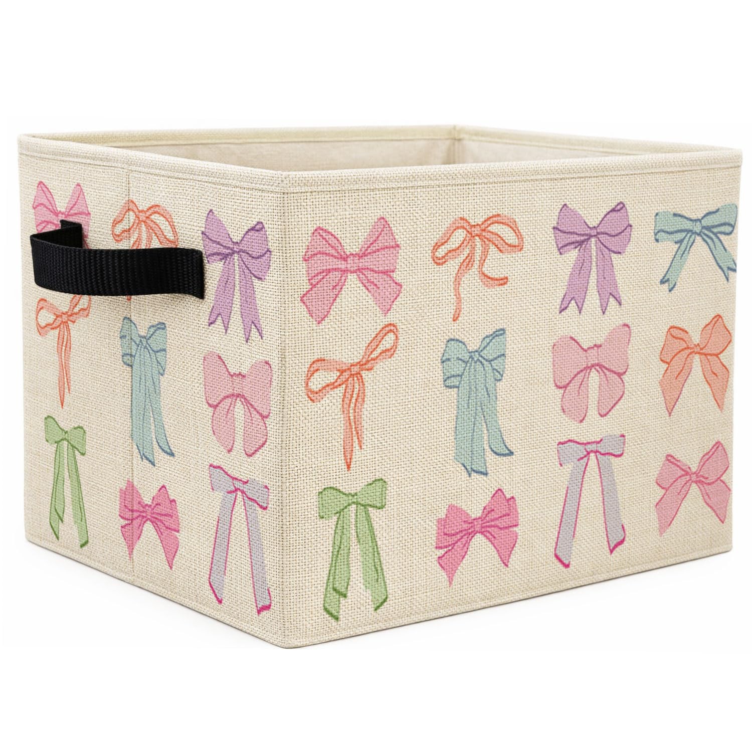 Coqutte Bow Nursery Storage Bins Box,Preppy Girly Bow Foldable Storage Basket...