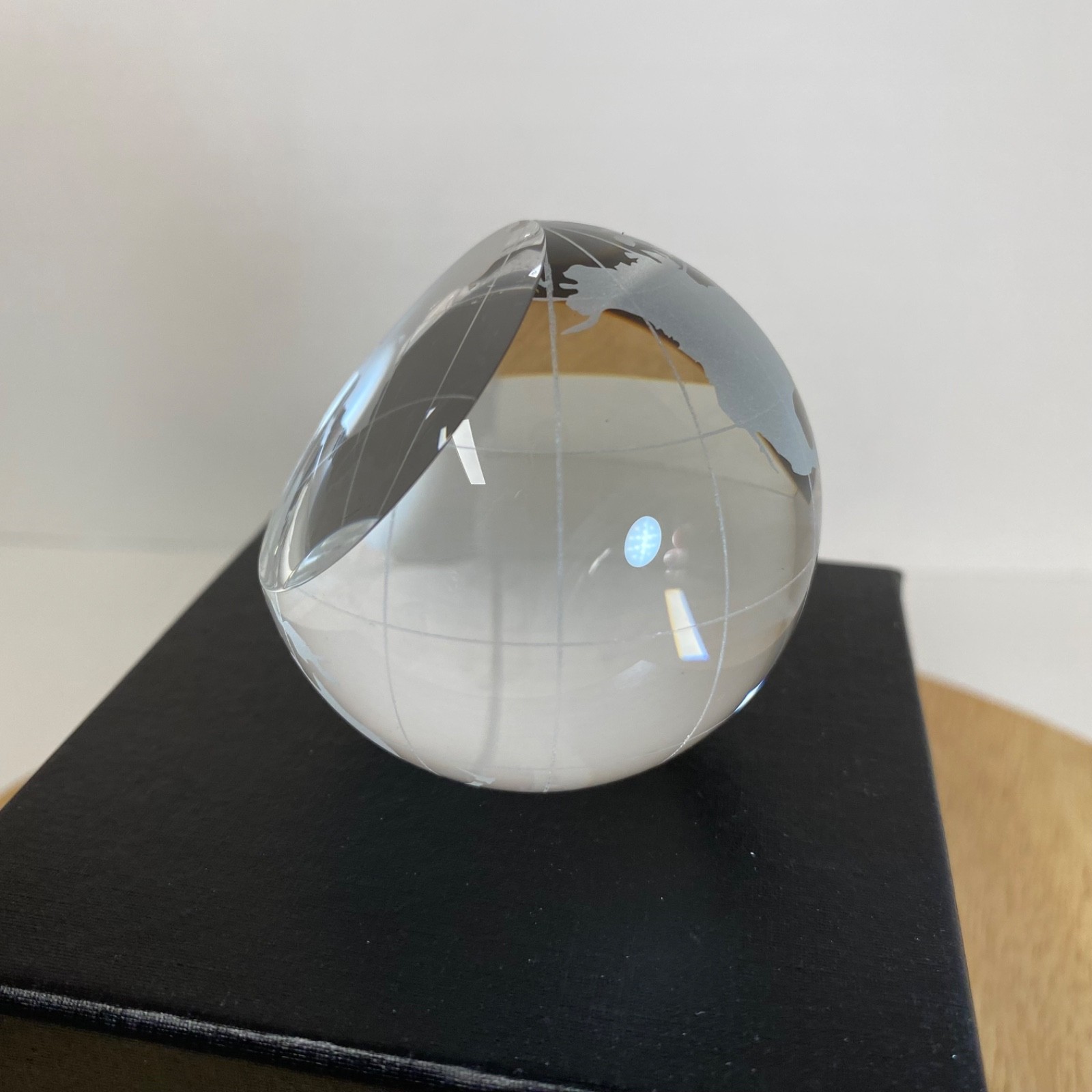 NEW Etched Crystal Globe • 2.25" • One Flat side For Etching • Award • With Box
