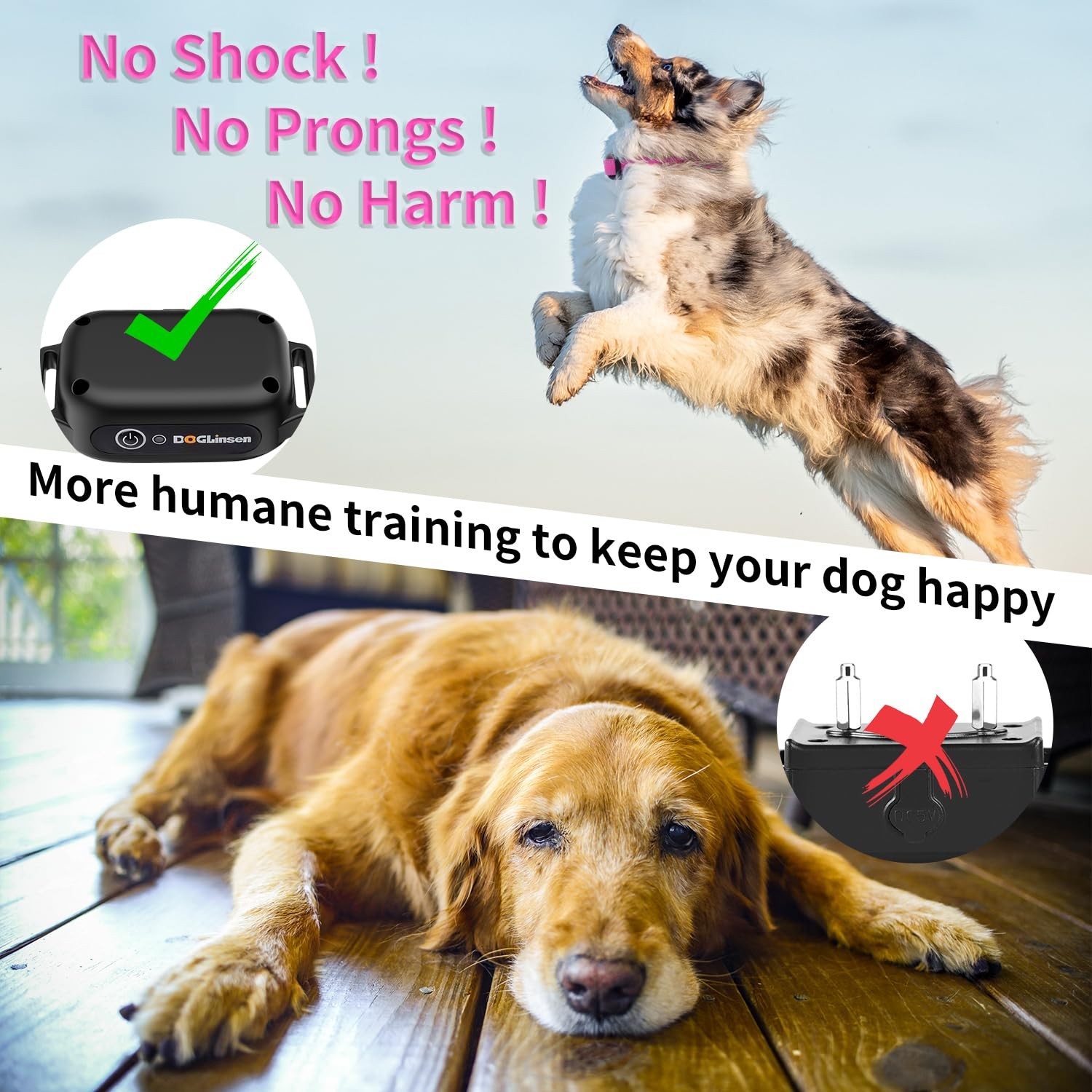 No Shock Dog Training Collar with Remote 3300ft Range