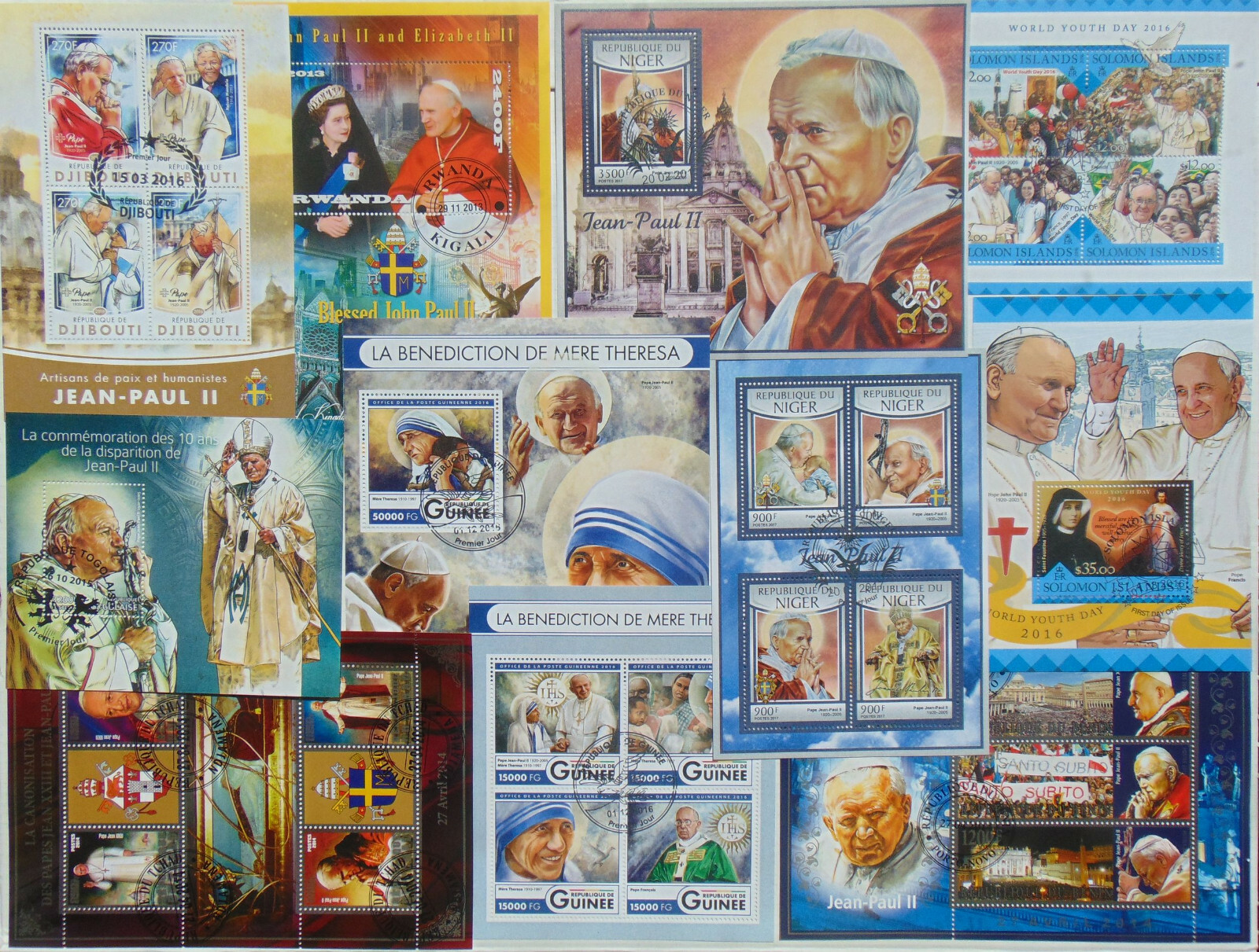 Pope John Paul II 100 diff mini & souv. sheets Composition Lot