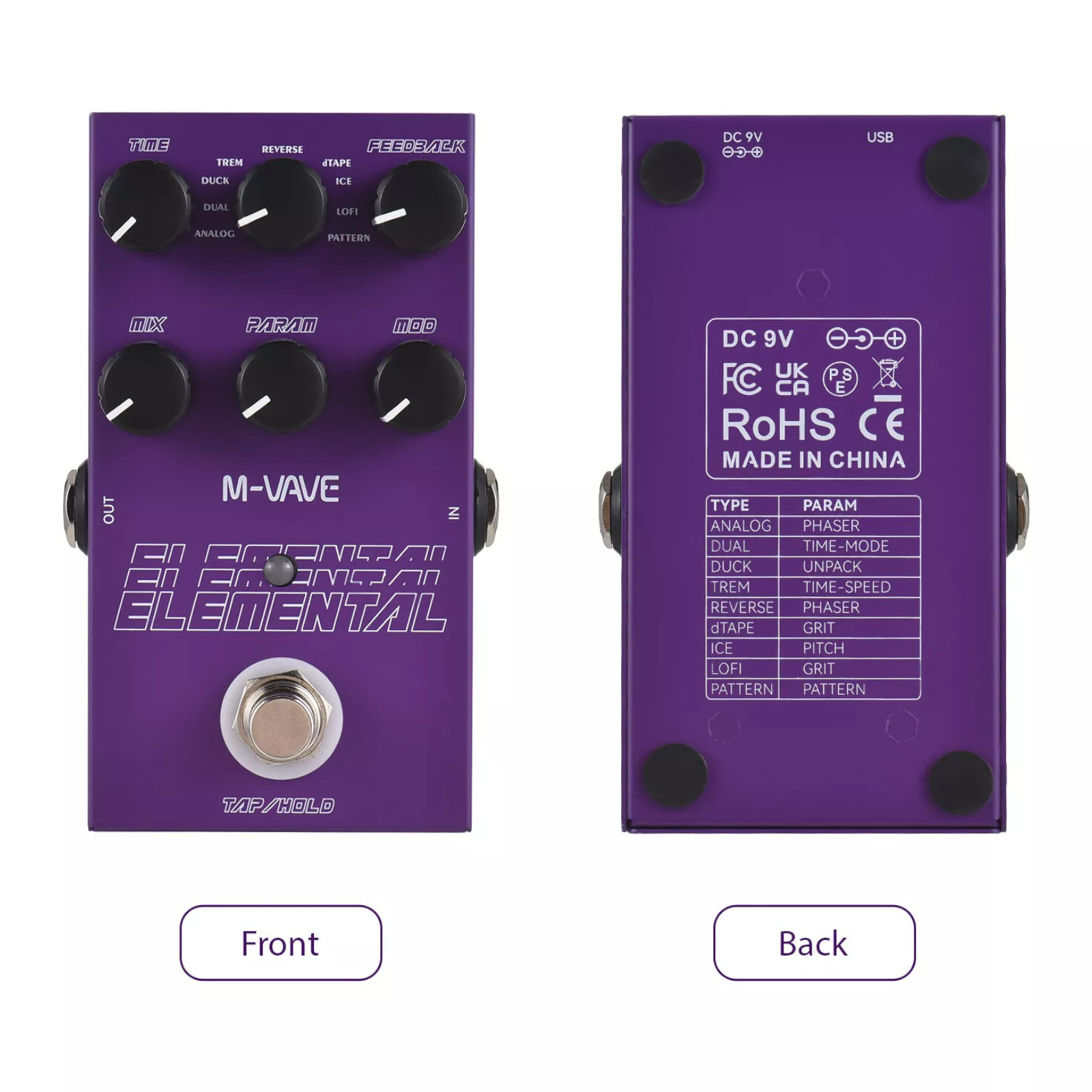 M-Vave Elemental Guitar Delay Effects Pedal / 9 Delay Effects