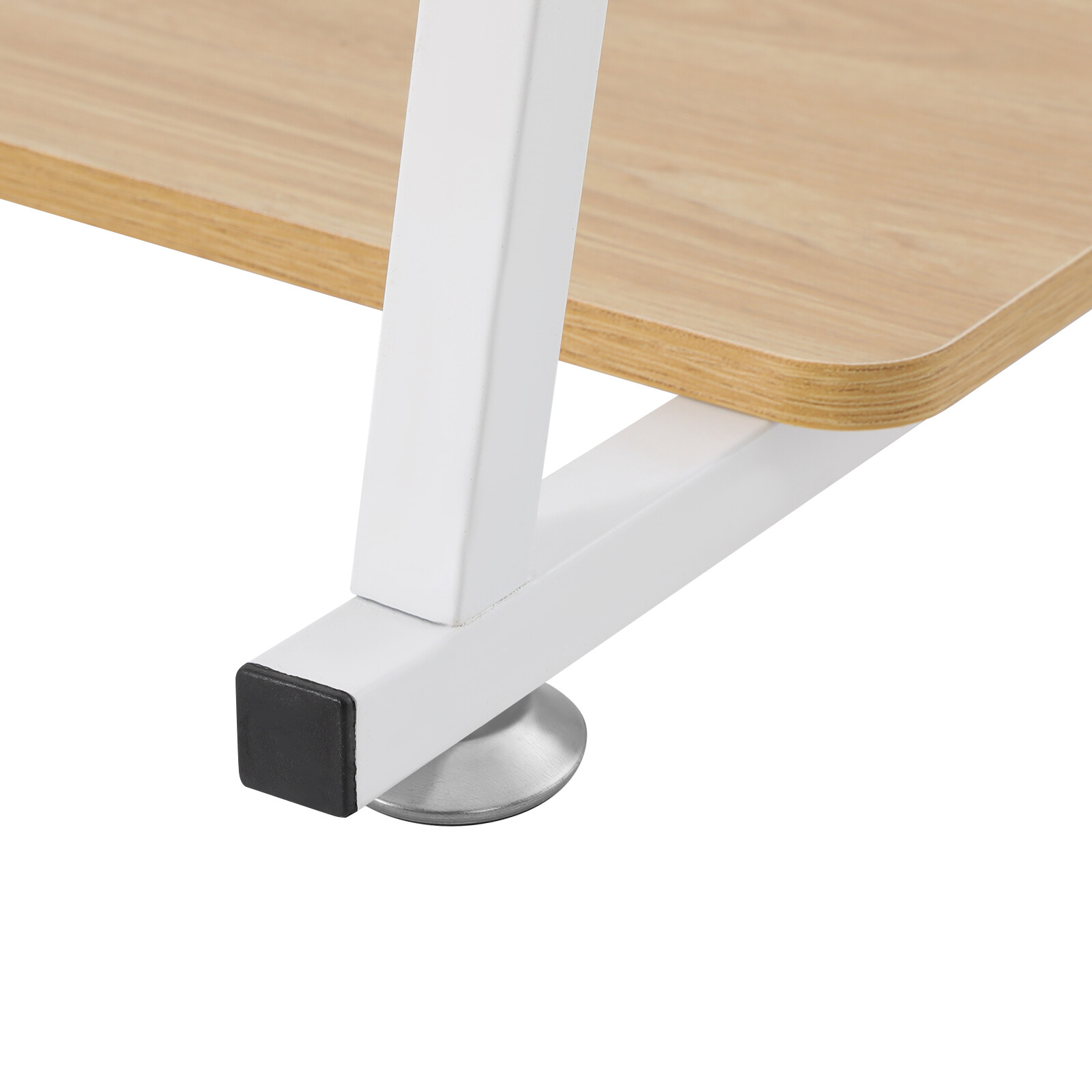 3-tier Computer Desk, Home Office Desk, Rolling Computer Desk, White, Log Color