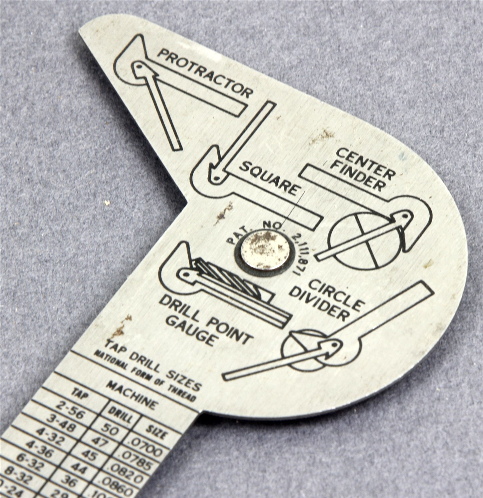 Vtg 1937 GENERAL HARDWARE #16 Stainless Steel Multi-Square Machinist Protractor
