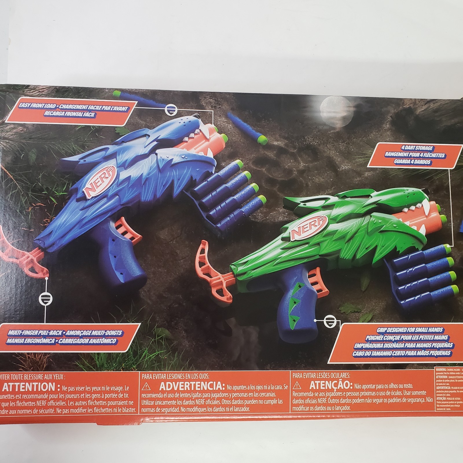 Nerf Wild Wolfpack 2 Easy Play Nerf Wolf Design Blasters W/20 Darts New Sealed