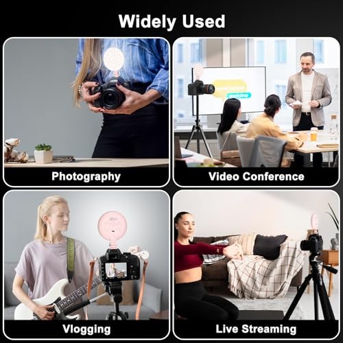 LED Video Light, 2500mAh Rechargeable Camera Light, CRI97+ Dimmable Ring Pink