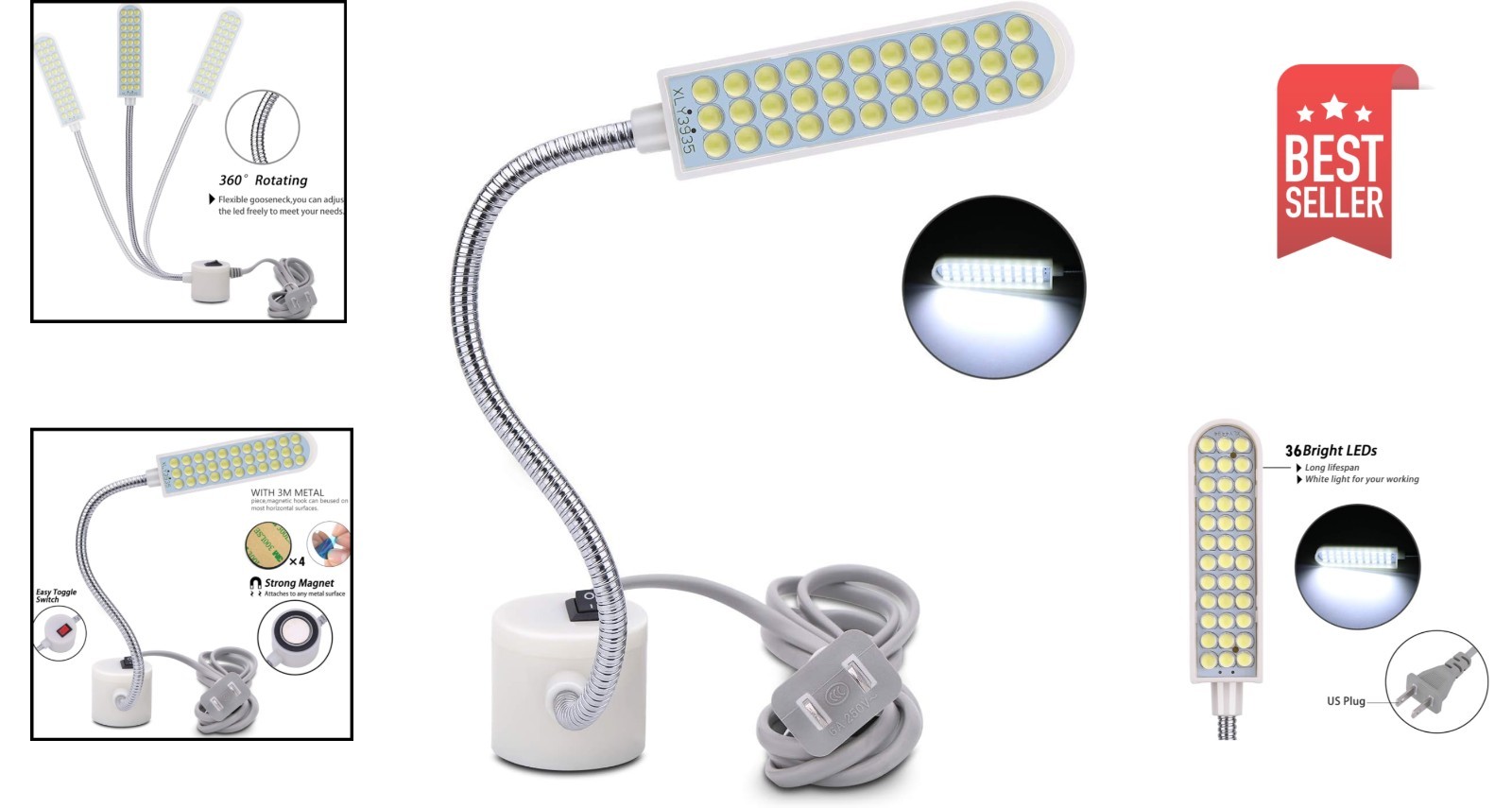 Energy-Efficient 36 LED Craft Light with Strong Magnetic Mount for Versatile Use
