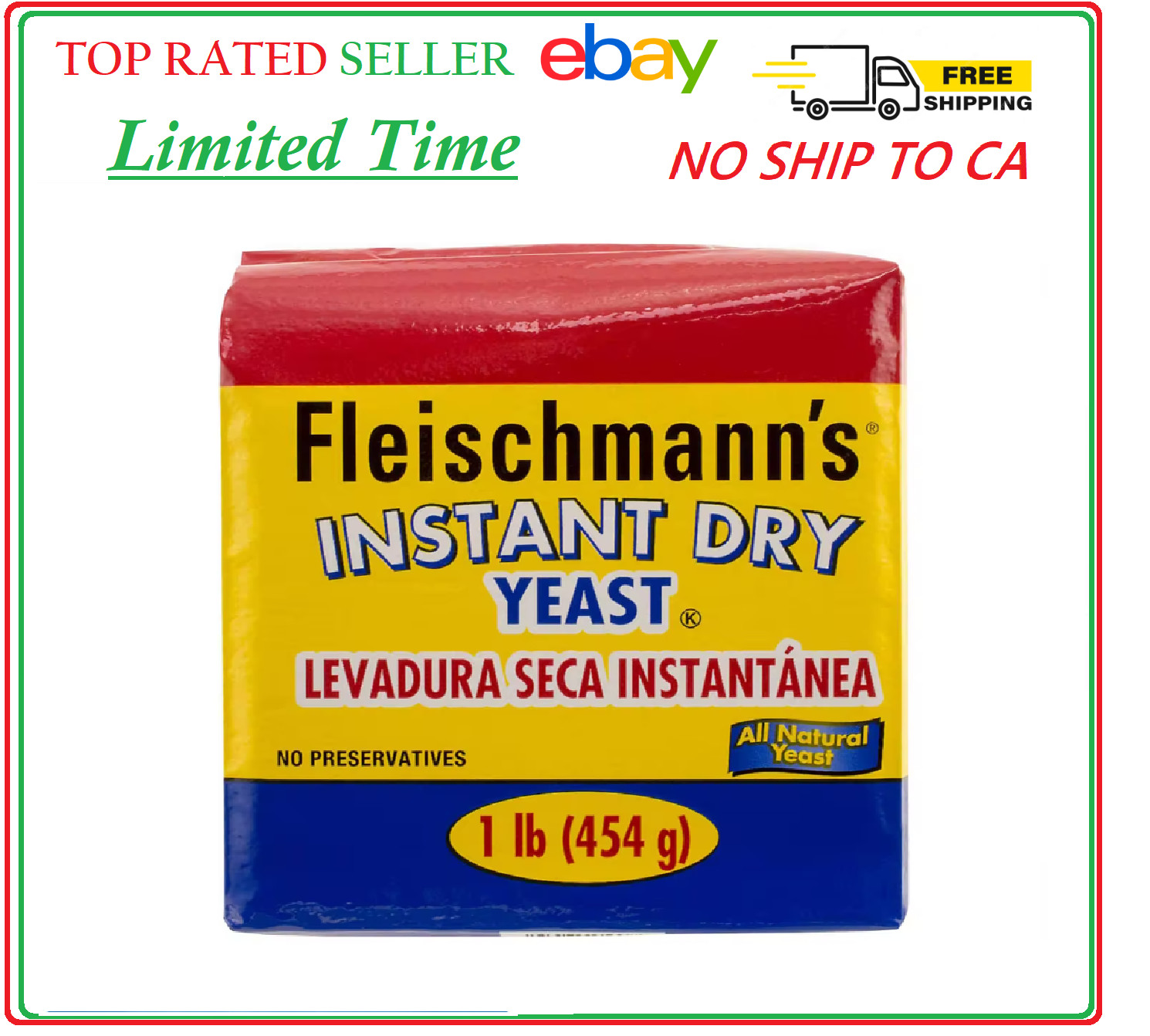 Fleischmann's Instant Dry Yeast (16 oz., 2 pk) (No ship to CA)