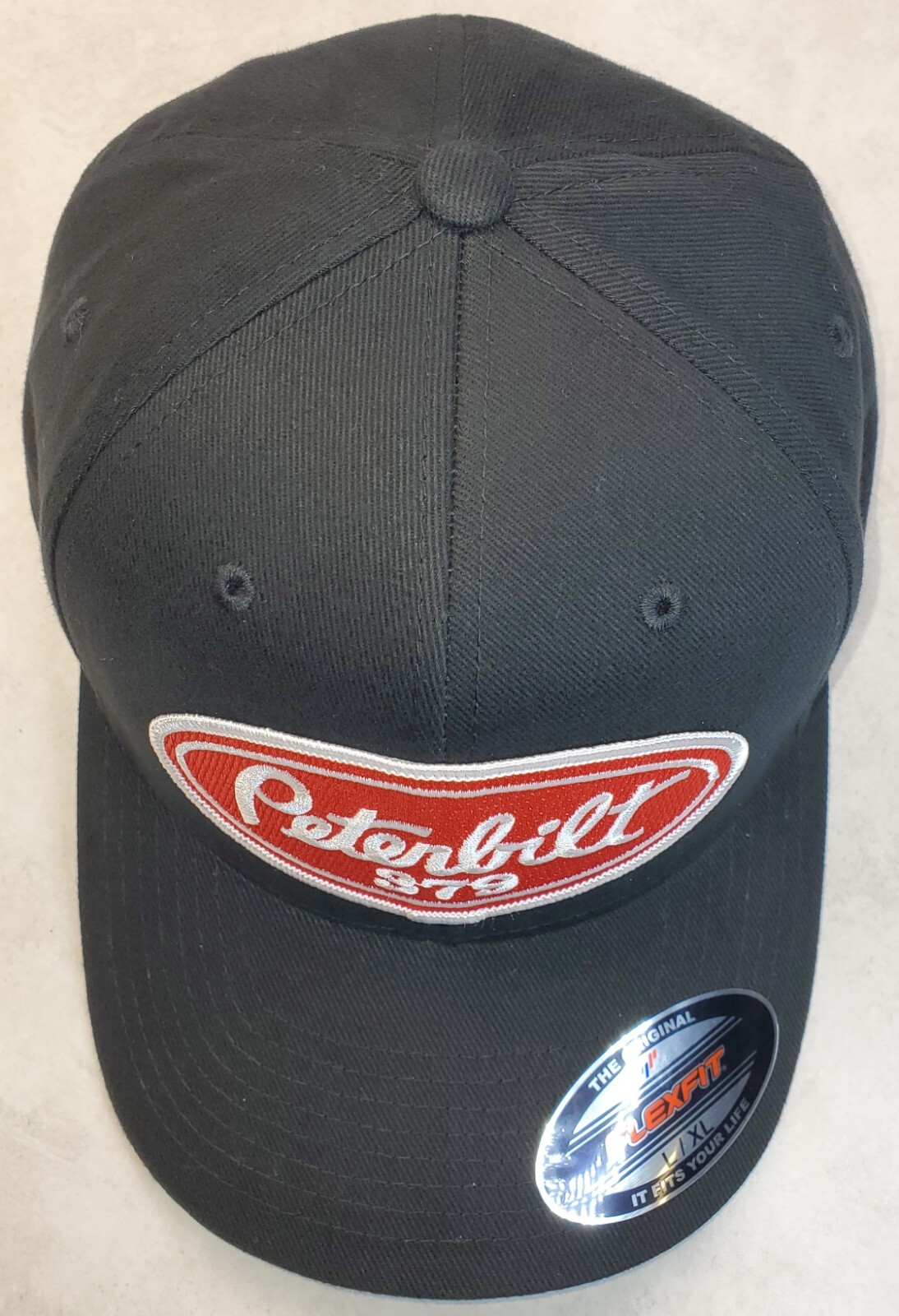 Peterbilt 379 Patch Flexfit 6377 Brushed Twill Hat / Black L/XL 7 1/8" - 7 5/8"