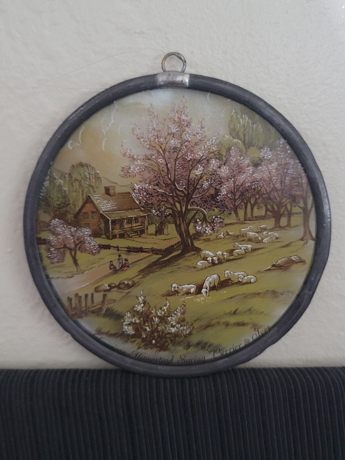 Currier & Ives Stained Glass Suncatcher American Homestead Spring
