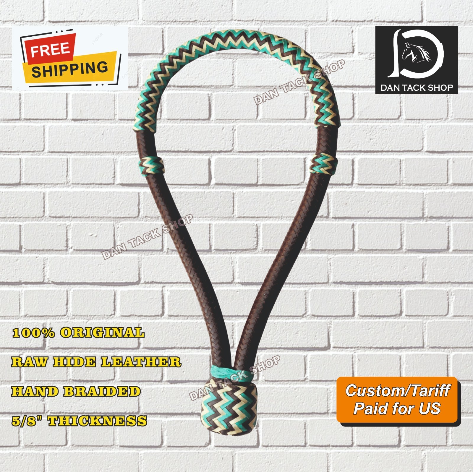Multi Color  Western BOSAL Hand Braided Raw Hide Hackamore Quality Bosal