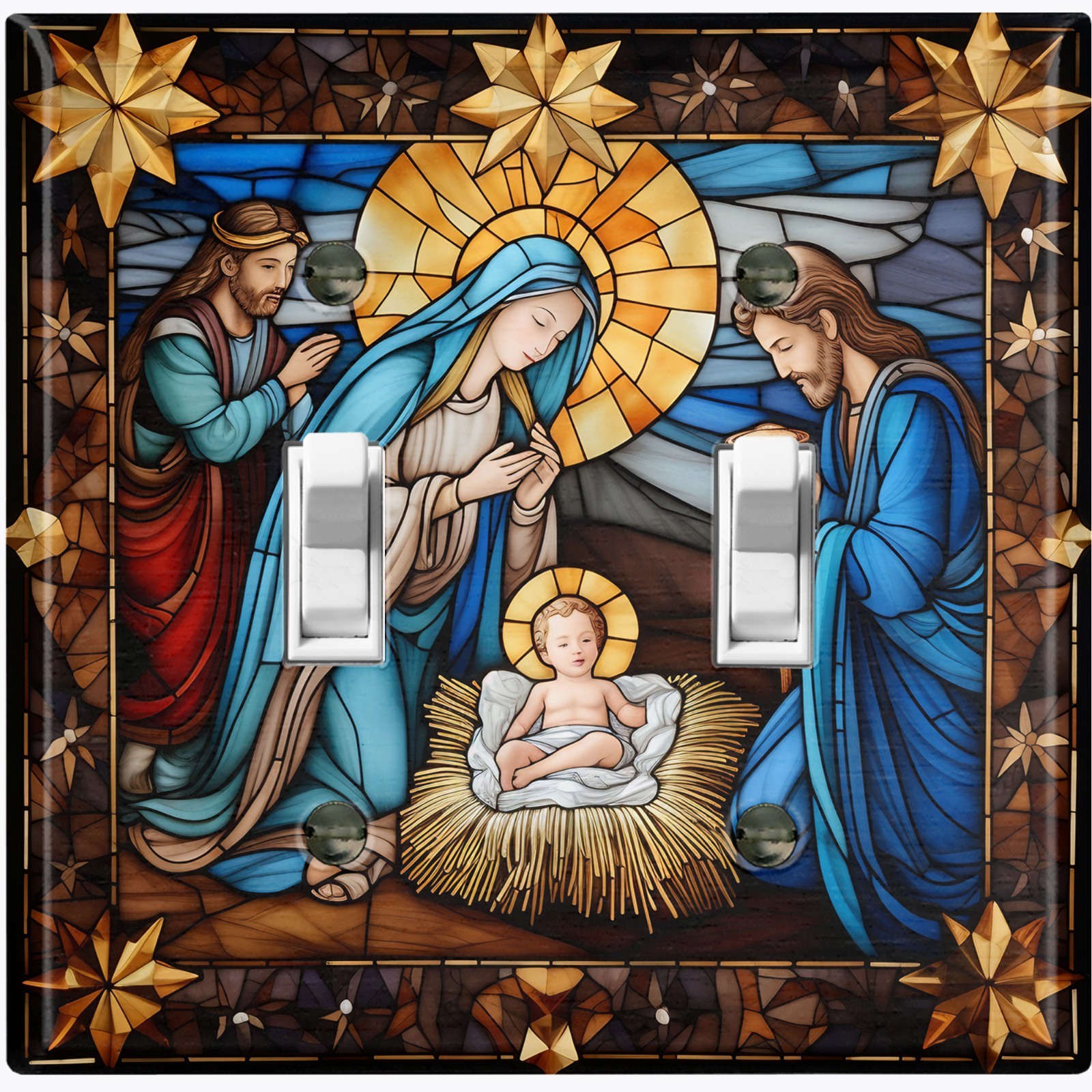 Metal Light Switch Outlet Cover Wall Plate Jesus Mother Mary Christmas SAN114