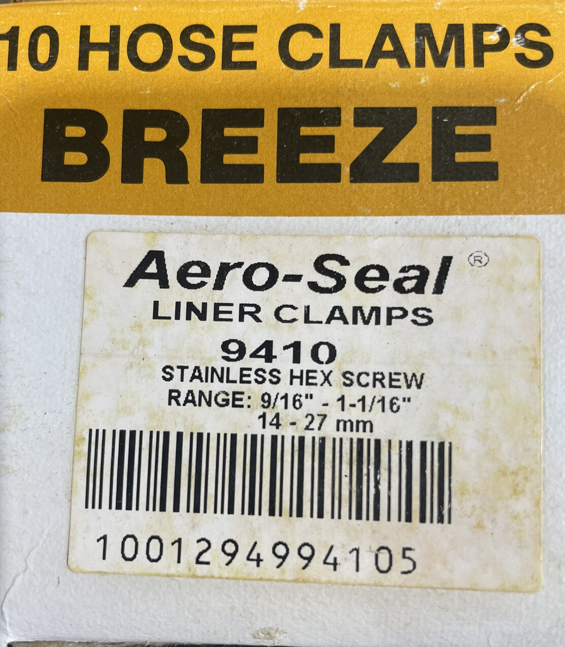 BREEZE  9410 10 PK LINER CLAMPS 9/16"-1-1/16"  14-27mm Stainless Steel Hex Screw