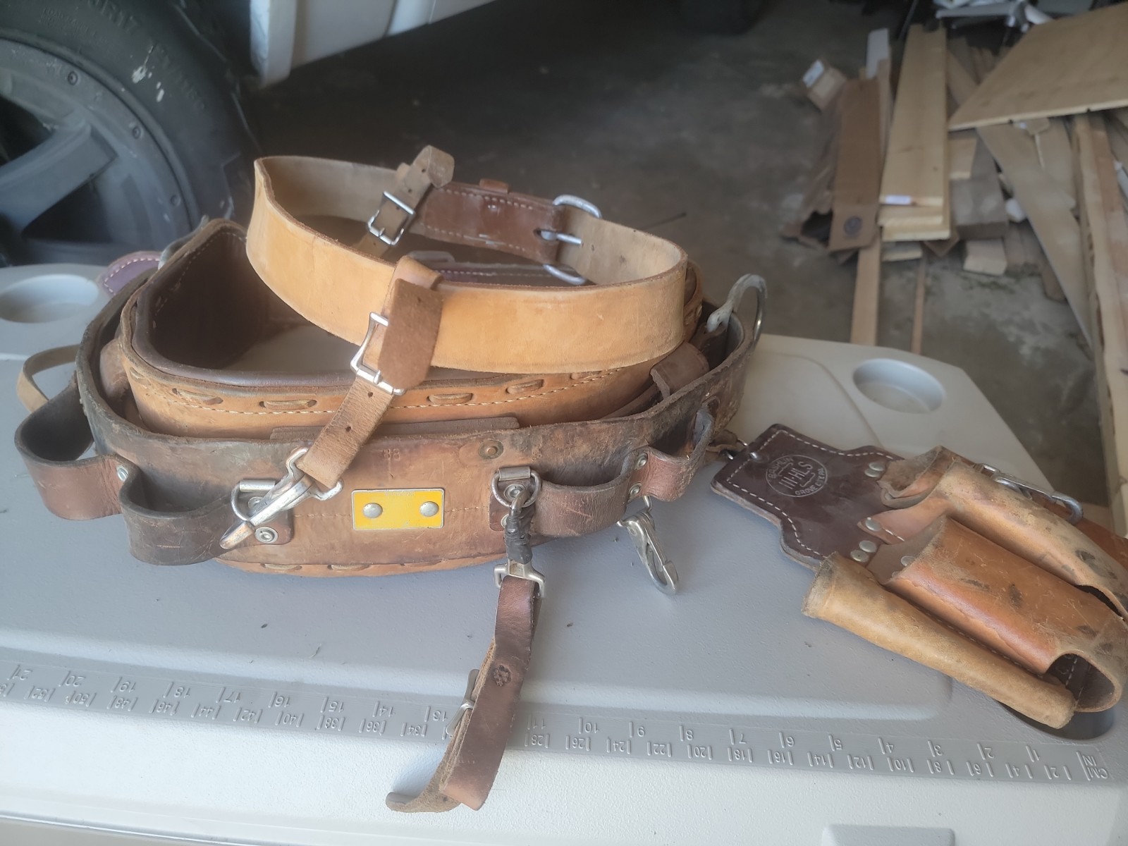 BASHLIN 88 LINEMAN climbing belt SZ 22 Tool bag Harness Kline Suspender Included