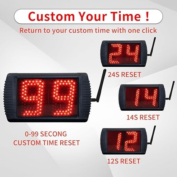 5 inch LED Custom Time 12/14/20/24/34 Seconds Shot Clock Countdown Timer Buzzer