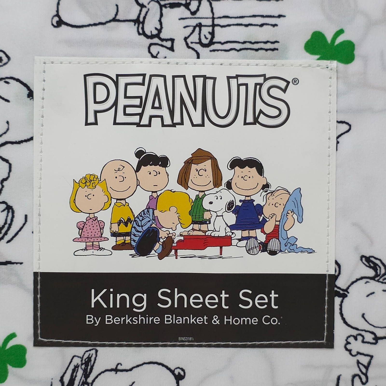 Peanuts Snoopy King Sheet Set Shamrock St Patrick's Day By Berkshire Spring