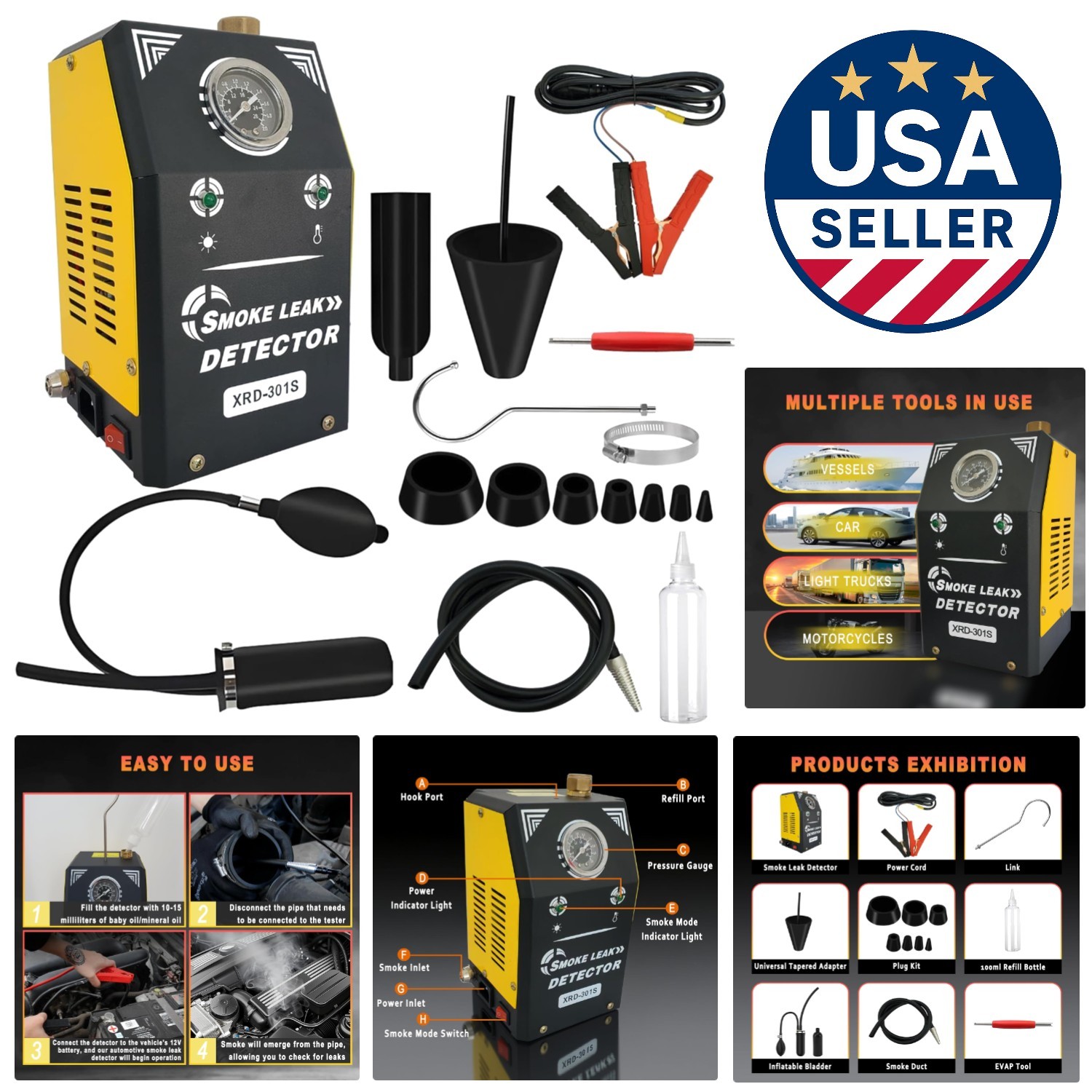 Compact Automotive Smoke Tester with Built-in Pump – Cost-Effective & Smart