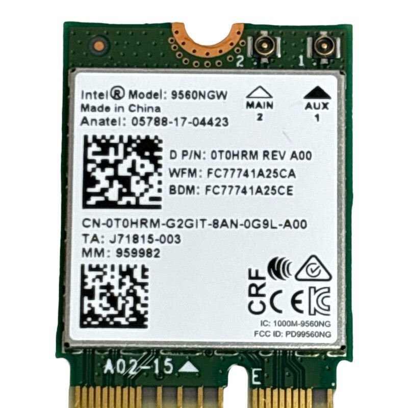 INTEL 9560NGW DUAL BAND WIRELESS-AC 9560 BLUETOOTH 5.1 WIFI CARD 01AX768
