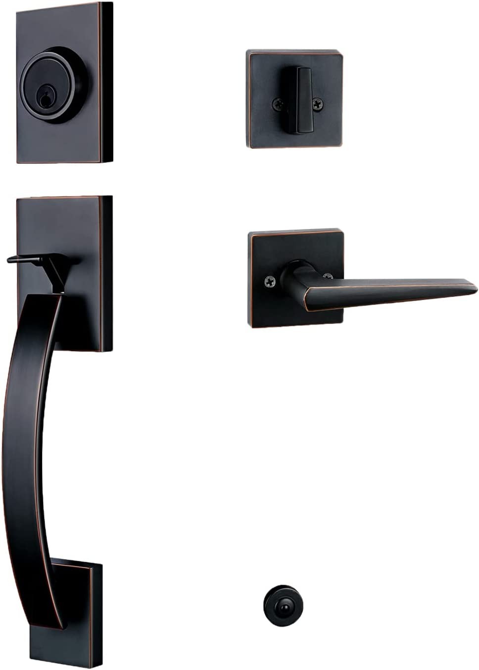 Entry Door Lock Set with Reversible Lever, Oil Rubbed Bronze Finish