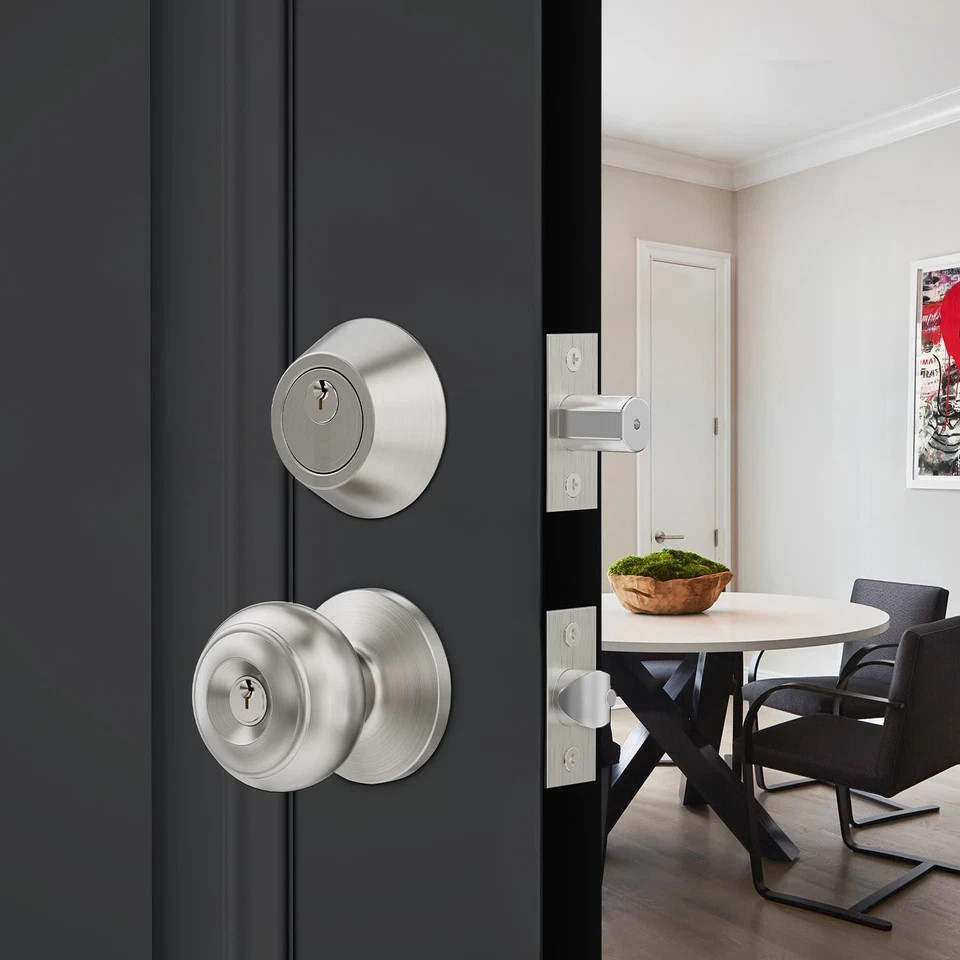 1 Set All Keyed Same Entry Door Knobs and Single Cylinder Deadbolt Combo Set Fo