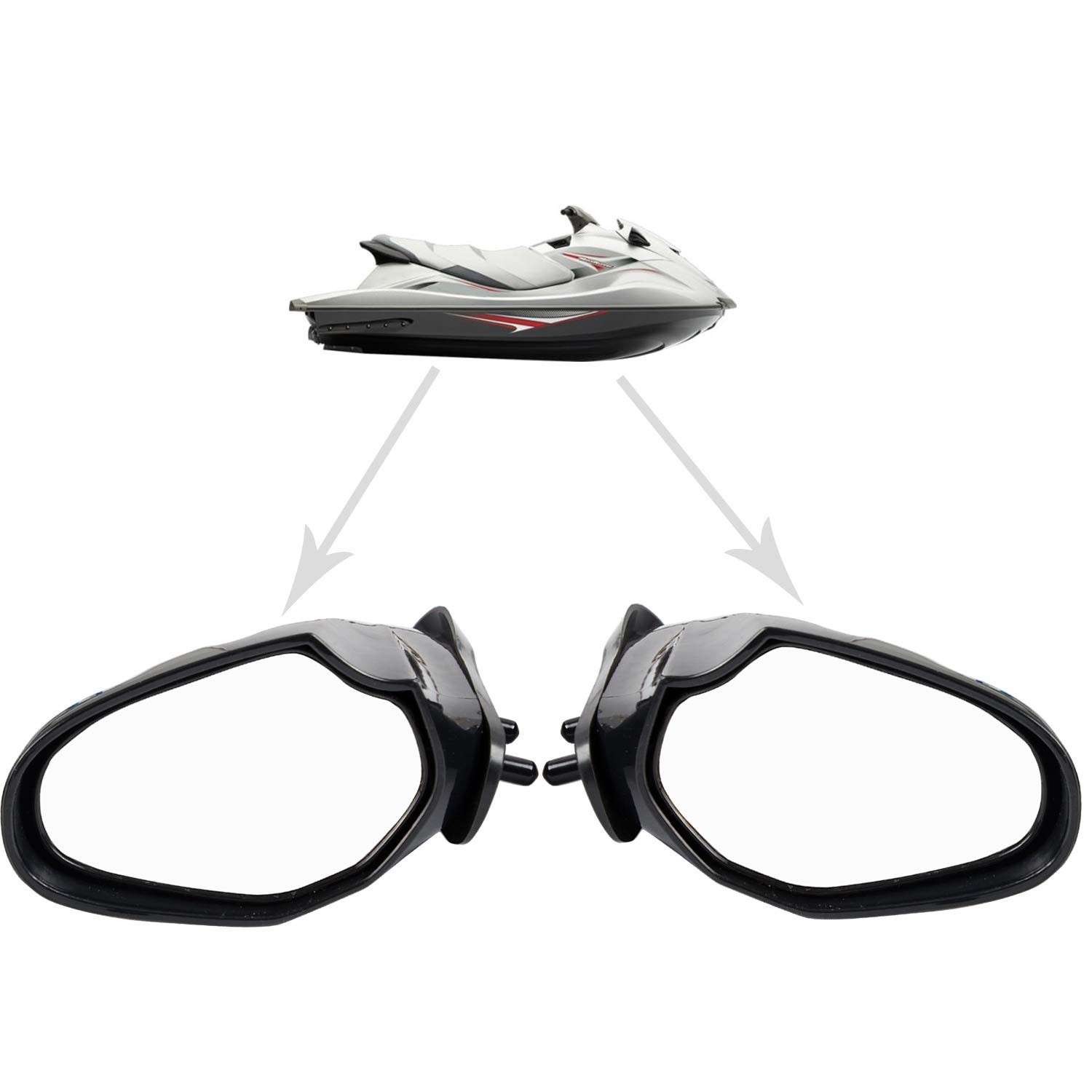 Side Mirrors for 2005-2009 Yamaha WaveRunner VX110 Models (Deluxe/Sport/Cruis...
