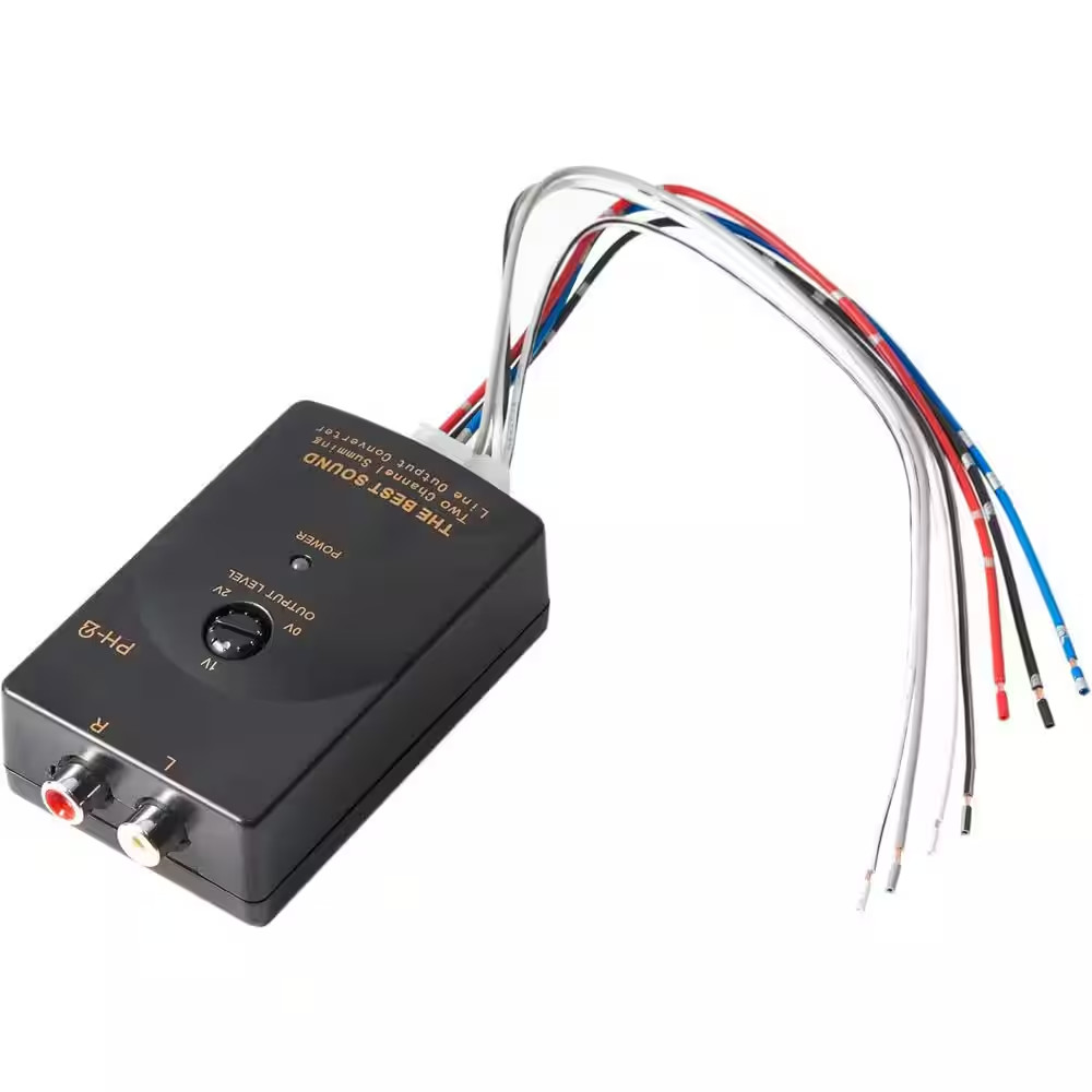 Car Audio Speaker Wire to RCA Line Output Converter 2-Channel High to Low RCA Co