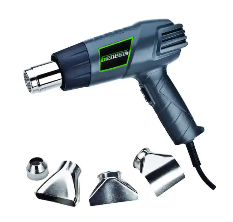 Genesis 12.5 Amp Dual Temperature Heat Gun 1500W High Low w/ 4 Nozzles