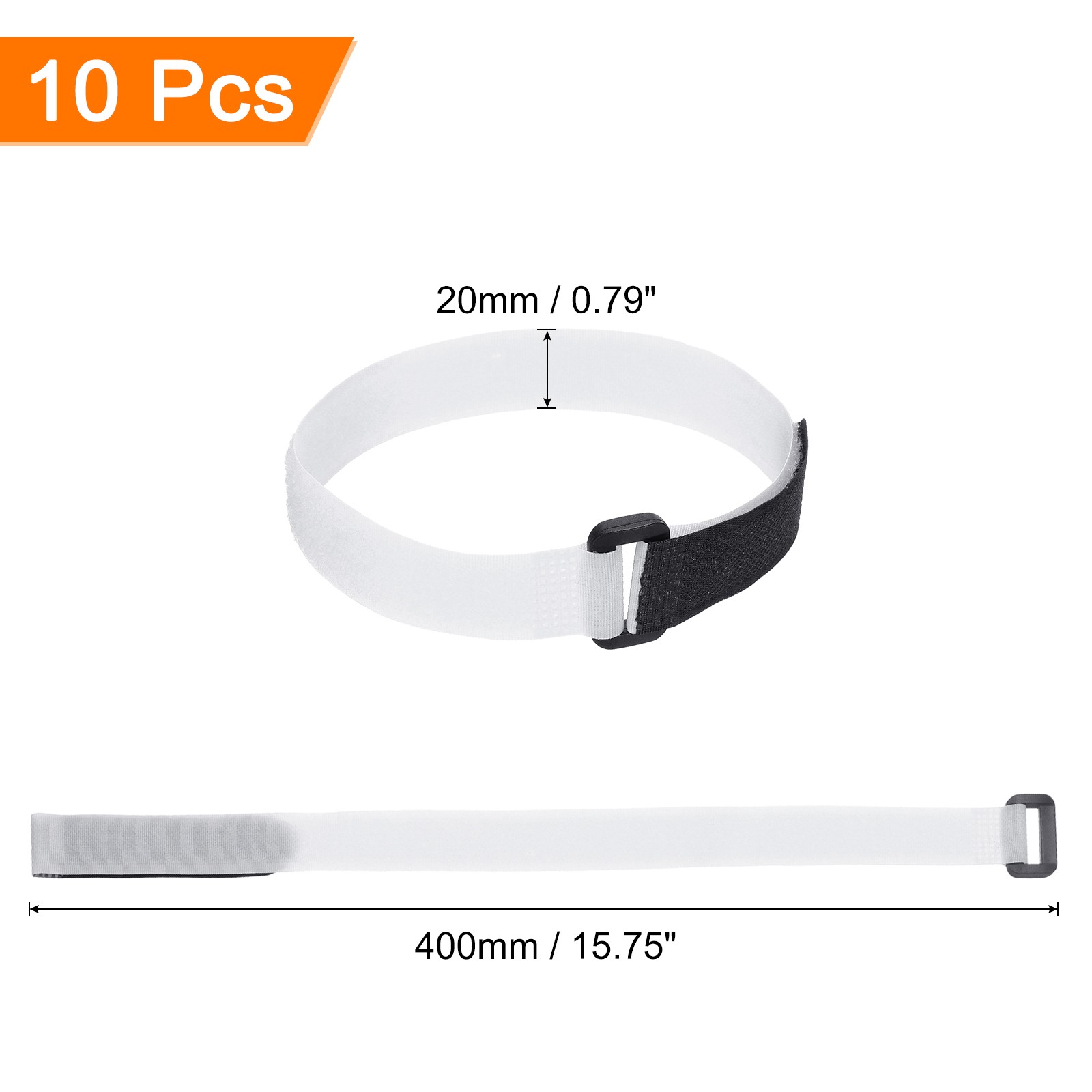 10 Pcs Battery Tie Down Straps, 0.8" x 16" White Nylon Hold Down Hook Loop Strap