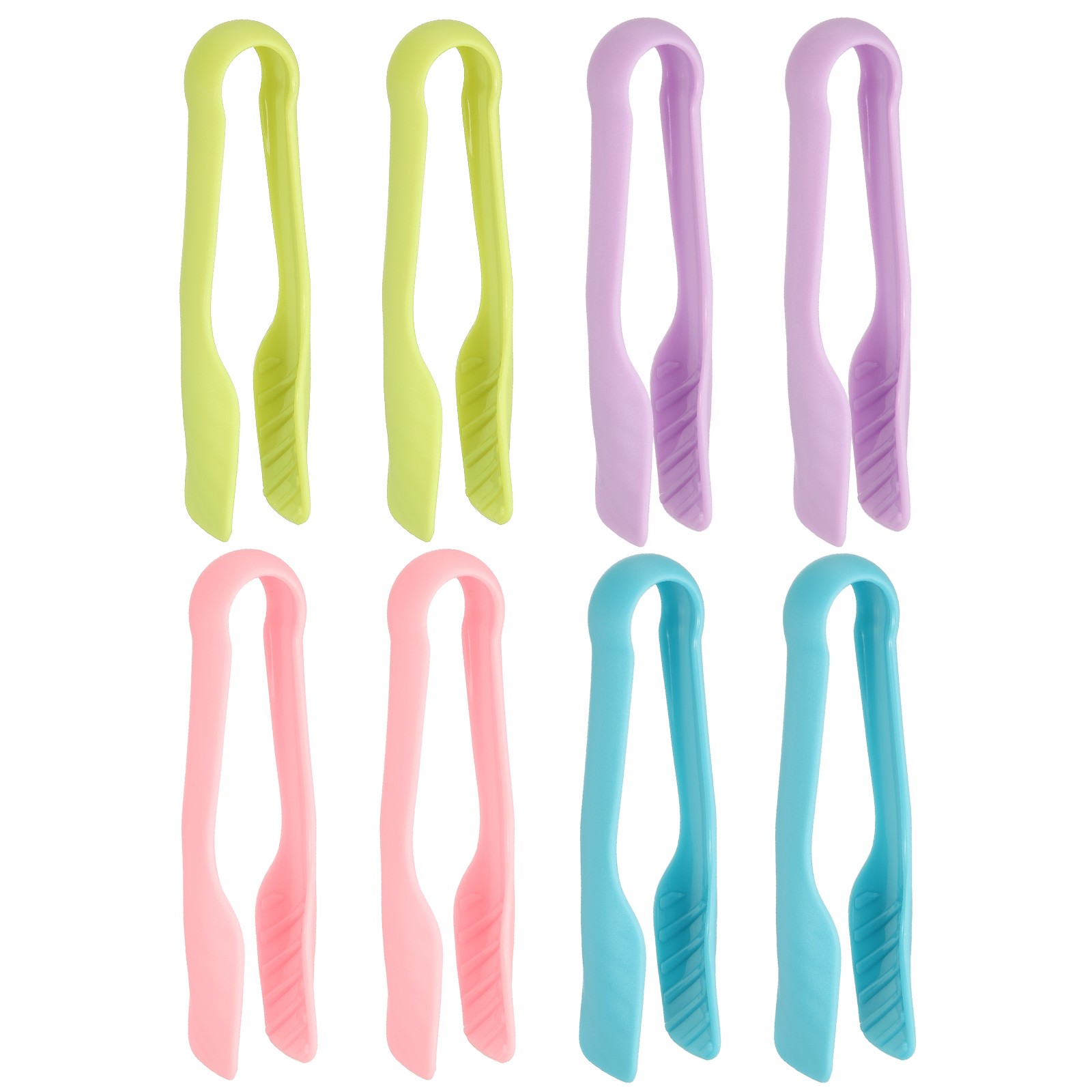 8 Pcs Plastic Serving Tongs, 6 Inch Kitchen Tongs, Blue/Green/Purple/Red