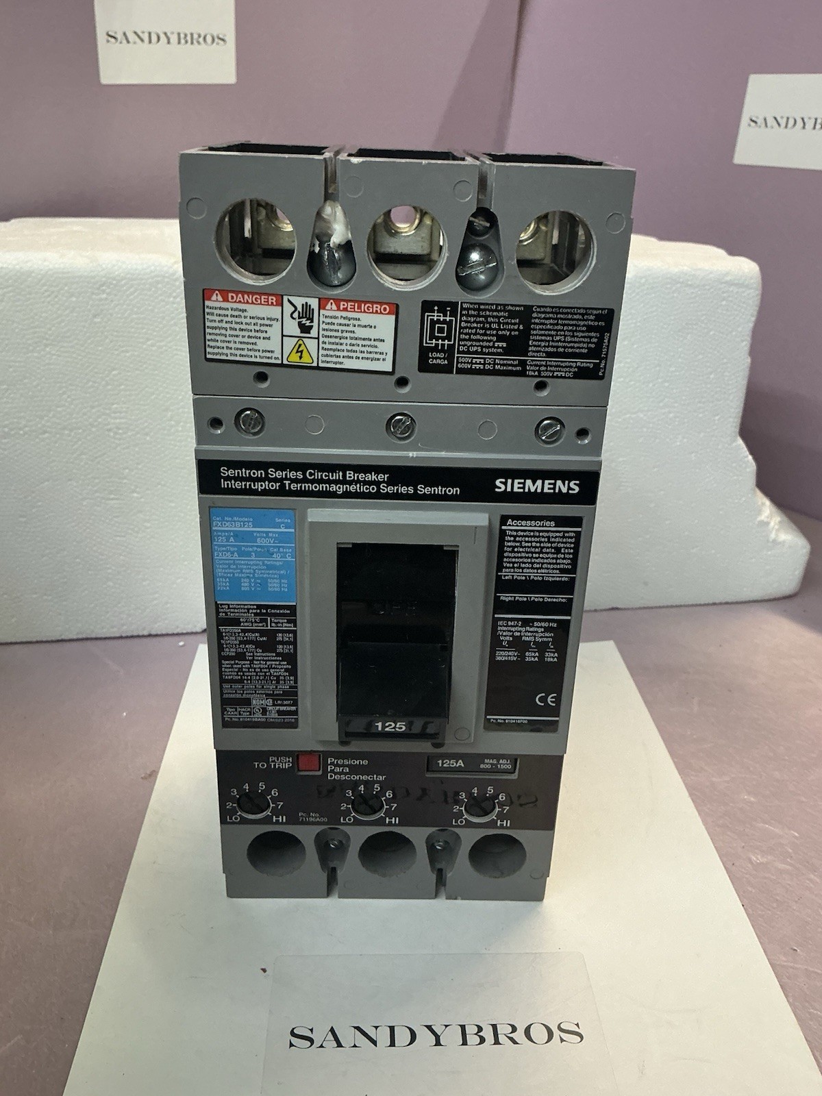 Siemens FXD63B125 Ser C 125 Amp Sentron Circuit Breaker