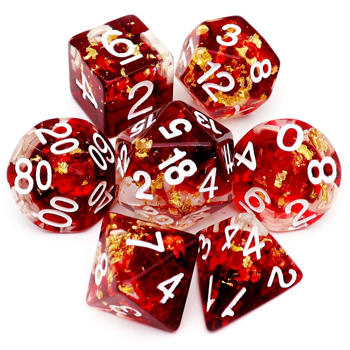 DND Dice Set 7PCS Polyhedral D&D Dice for Roleplaying Games, Red Clear Gold F...