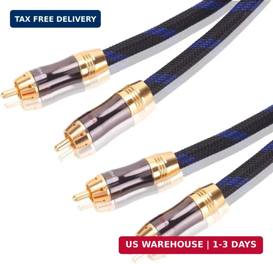 Dual 2RCA Male to 2RCA Male Stereo Audio Cable, Double-Shielded(OD 8.0mm), for A