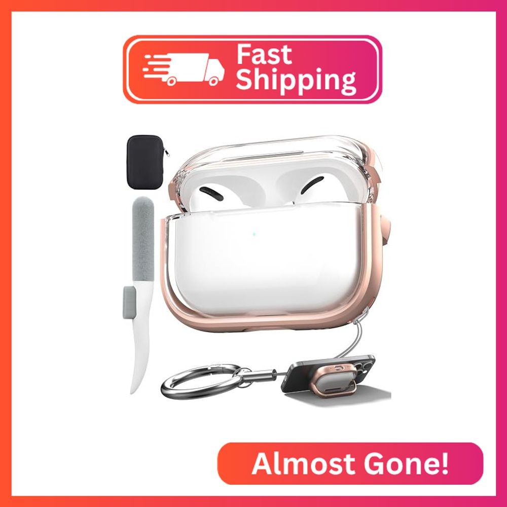 Valkit Compatible AirPods Pro Case, Clear with Lock & Cleaner Kit, Soft Shockpro