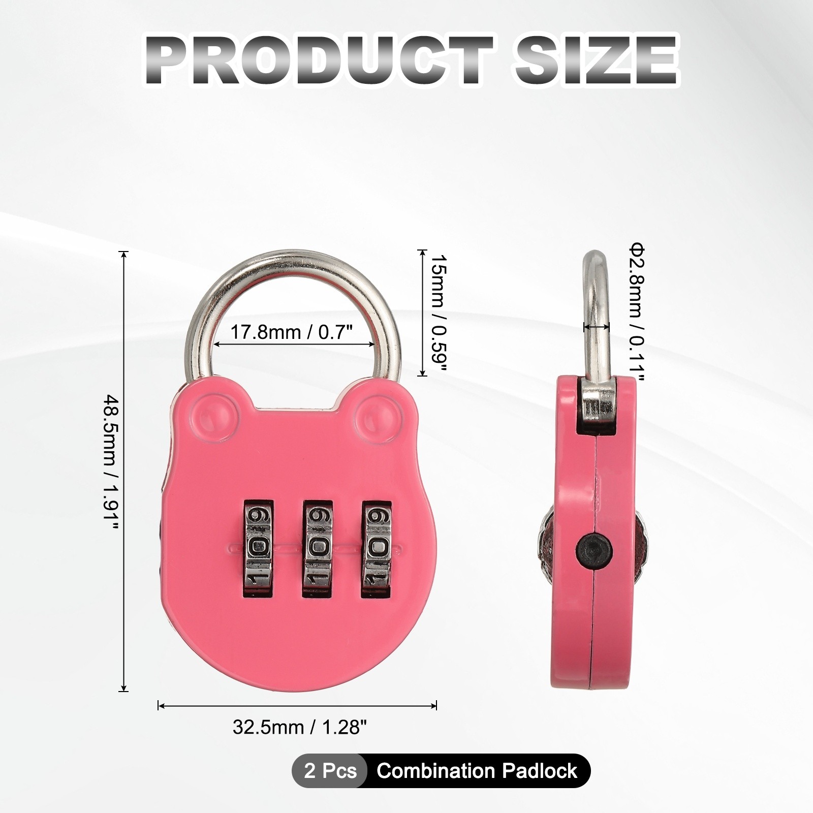 Combination Padlock (Small, Pink)(2 Pcs),Cat Shackle Code Locks