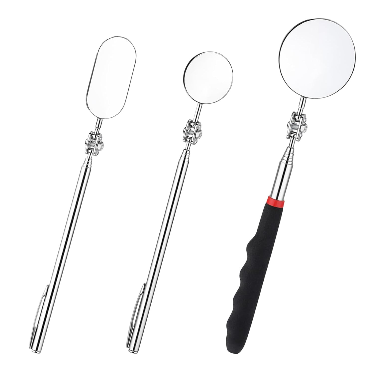 3-Pack Telescoping Stainless Steel Inspection Mirrors with Rotating Heads for Me
