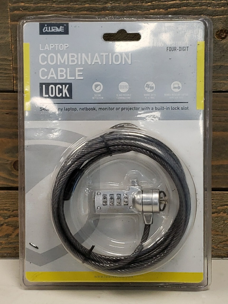 New.  Iwave Combination Notebook Laptop Security Lock 6ft Steel Cable