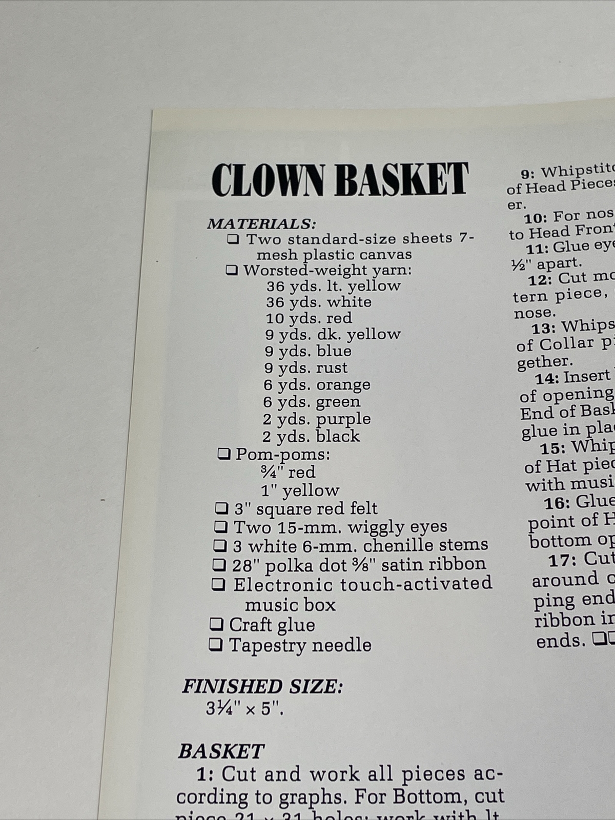 Clown Basket Annie's Attic Plastic Canvas Pattern