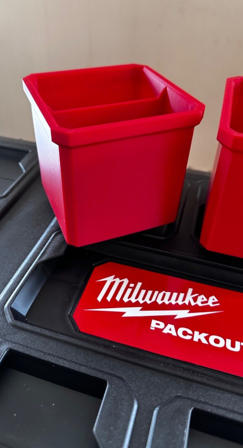 2 Red Packout with Dividers for Milwaukee Organizer Bin Storage