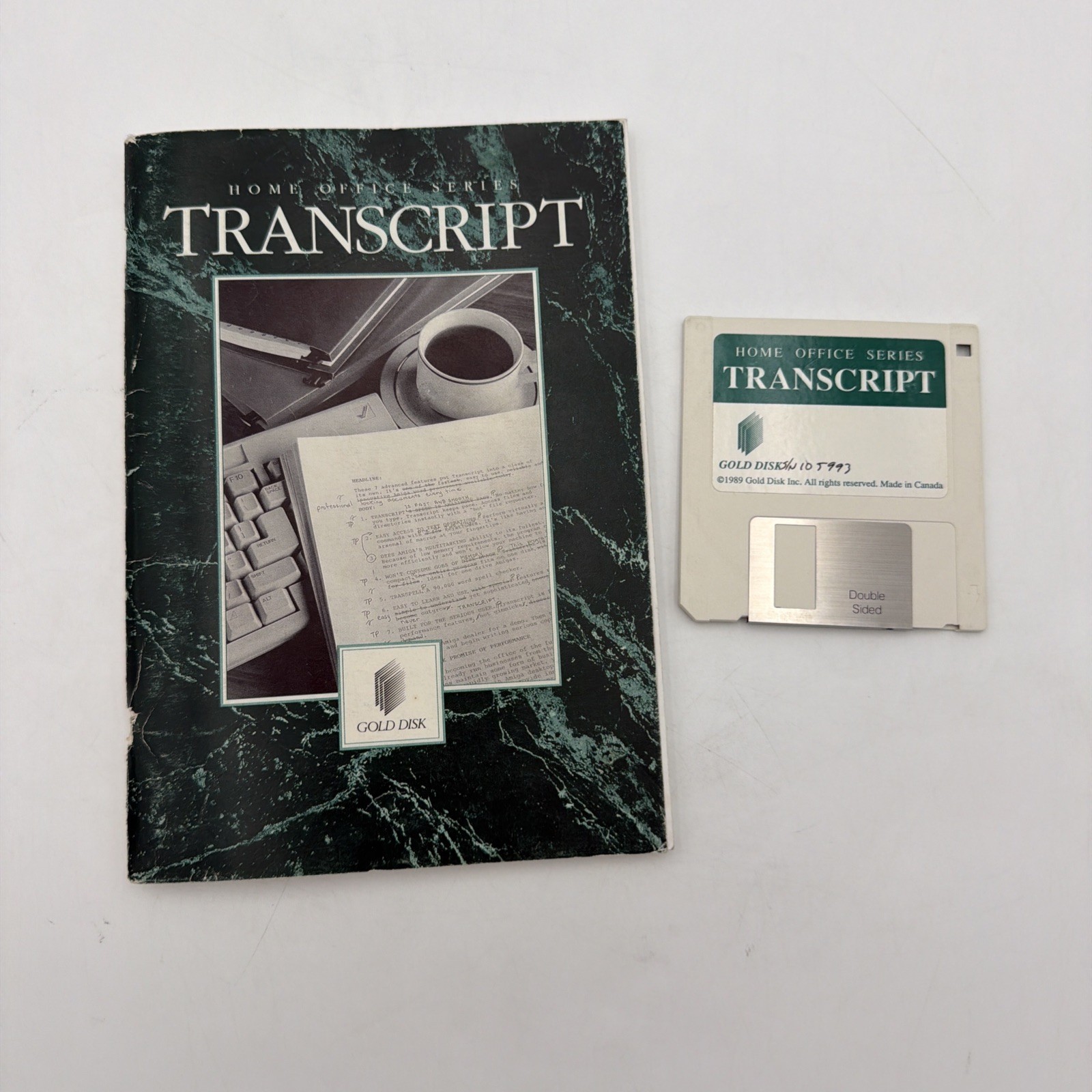 Gold Disk TranScript v1.0 Commodore Amiga Word Processor Manual Disk Tested