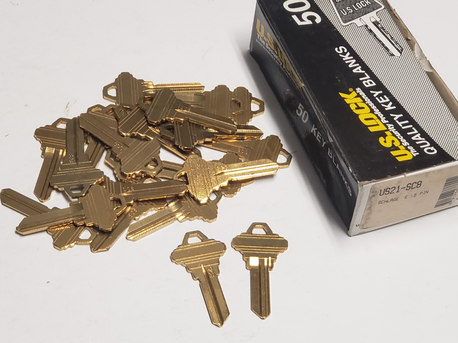 Vtg Lot of 23 U.S. LOCK Uncut Key Blanks - US21-SC8 - SCHLAGE E5 PIN - NOS