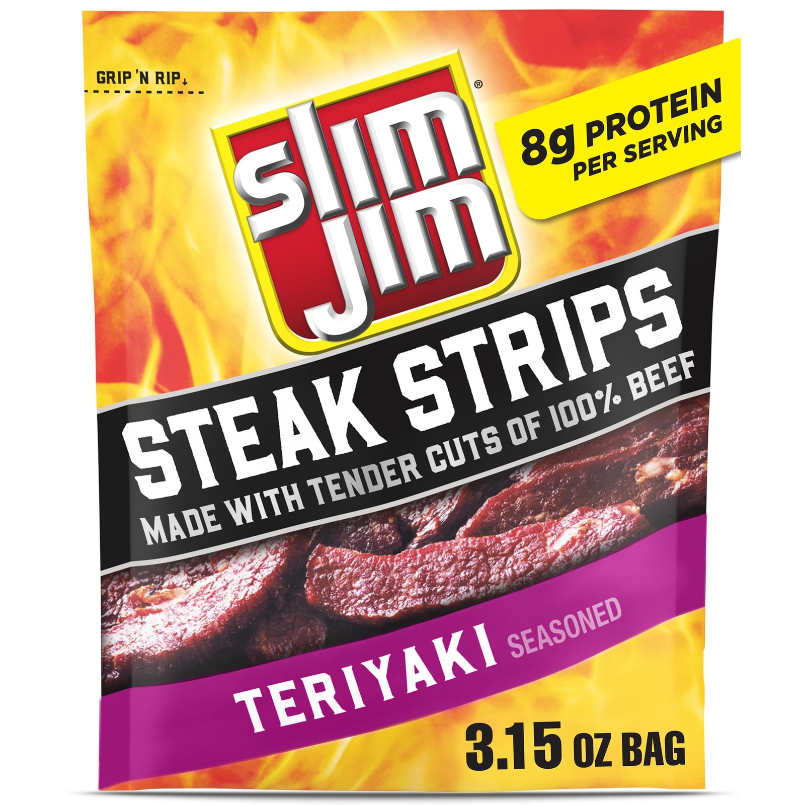 Slim Jim Steakhouse Teriyaki Strips 3.15oz Bag