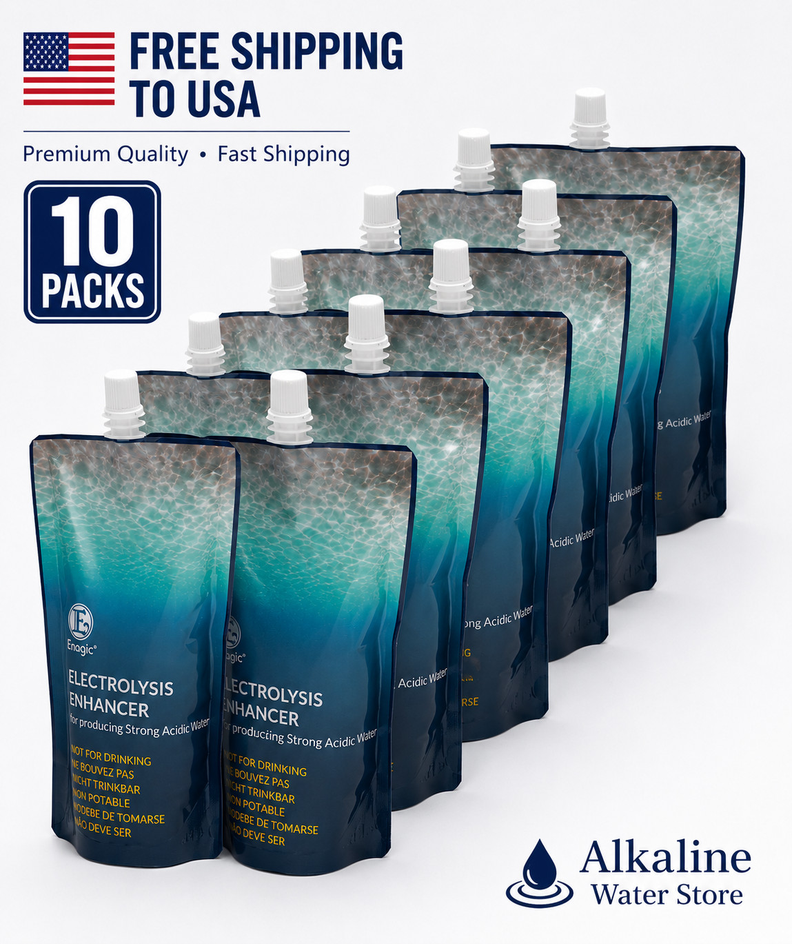 10 Enagic Electrolysis Enhancers for Leveluk Kangen K8,SD501,Platinum& Solution
