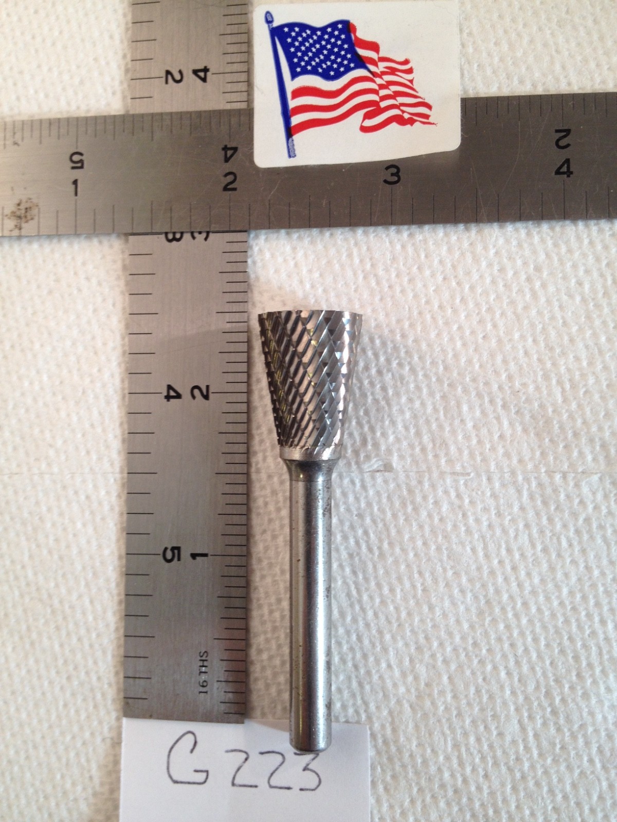 1 NEW FALCON / SGS 1/4" SHANK CARBIDE BURR SN-6 DOUBLE CUT. INVERTED CONE (G223)
