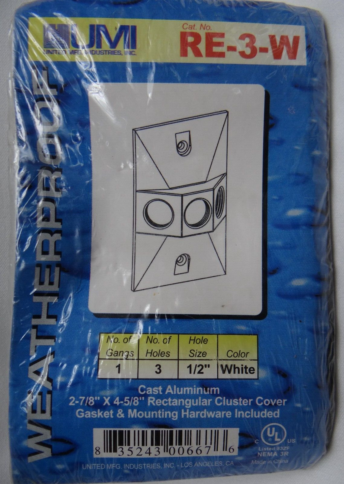 Rectangular Cluster Cover Gasket/Mounting Hdw Weatherproof United Cast Aluminum