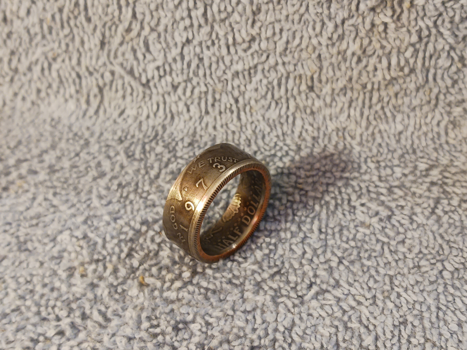 1973  Kennedy Half Dollars  size 10   coin ring  Handmade mixed metals  (A)