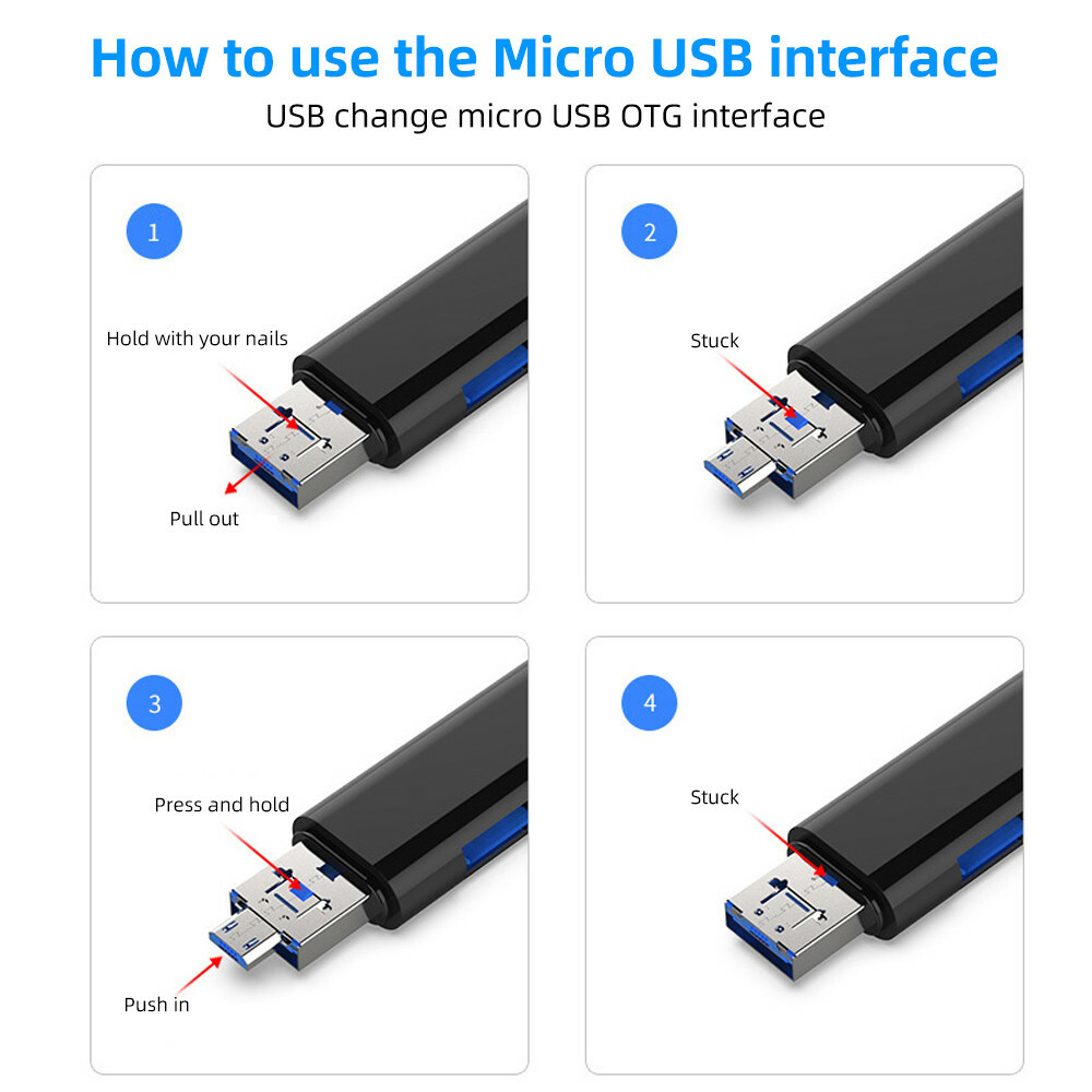 Card Reader USB 3.0 Micro USB Type C MicroSD OTG Memory Adapter Laptop Computer