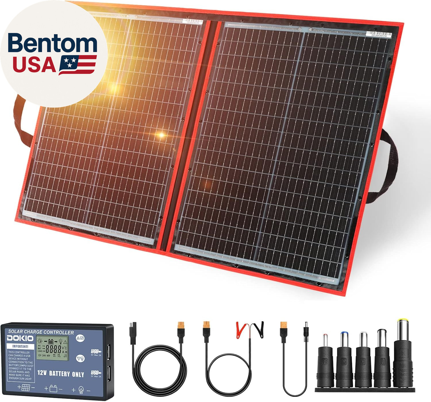 100W Portable Foldable Solar Panel Kit, Compact 18.9X26In Design 5.3Lb with Stan