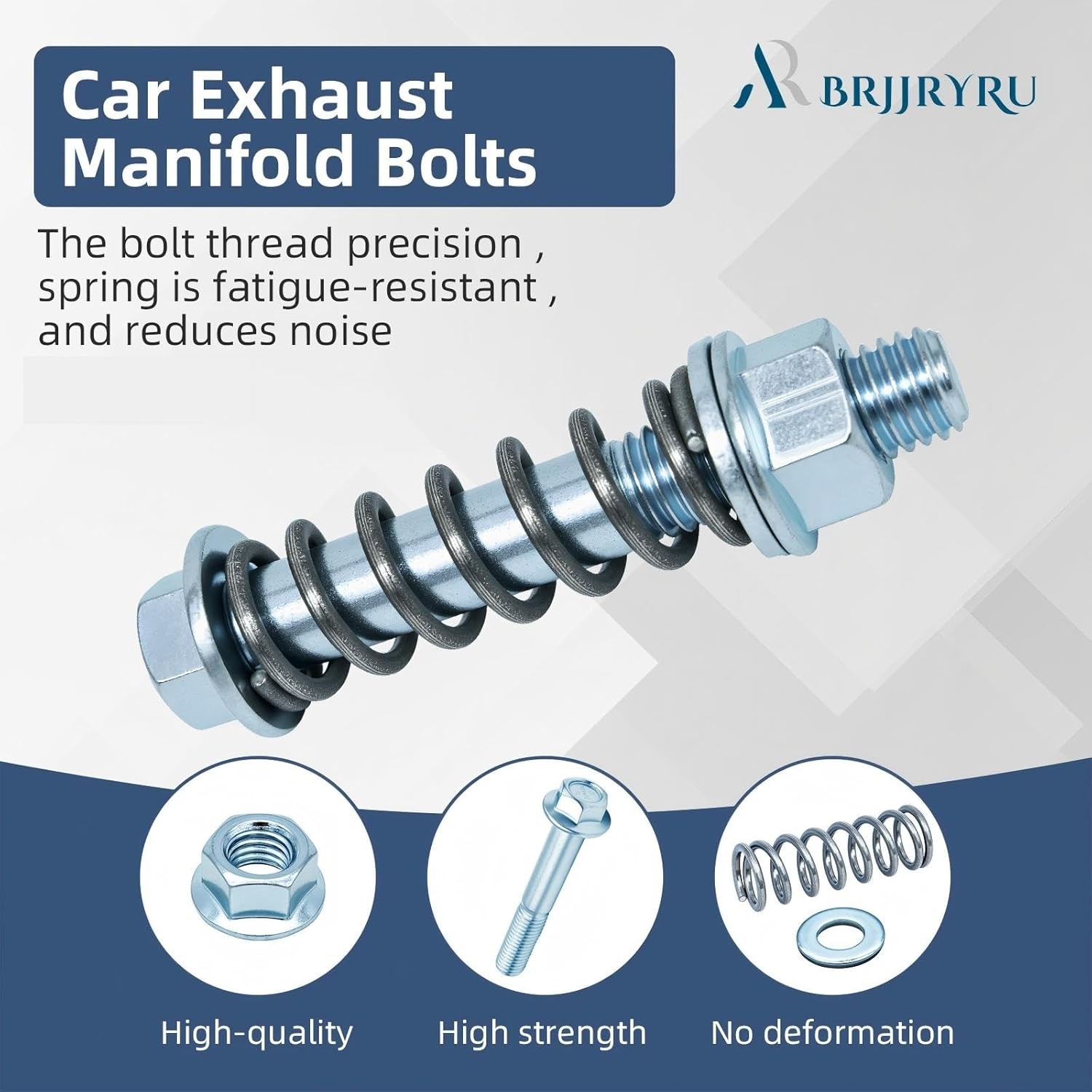 (4-Pack) Car Exhaust Manifold Bolts, M10x1.5 mm Exhaust Bolts and Nuts Kit with