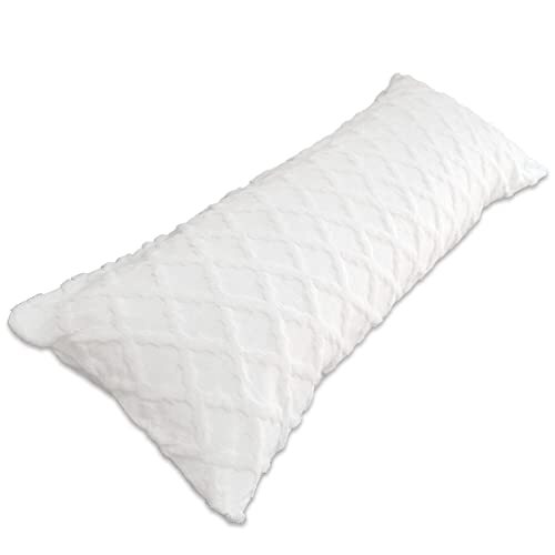 Body Pillowcase in Waffle Velvet Pattern, White Body Pillow 21"X54" Milky White